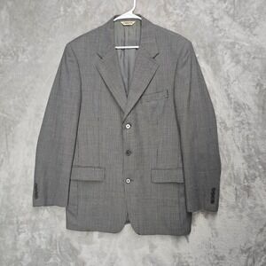 Vtg Claiborne Men's 40L Wool Houndstooth Blazer Sport Coat‎ Jacket Gray